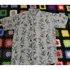 Vintage Silk Hawaiian Button Down Shirt Men's Large 140